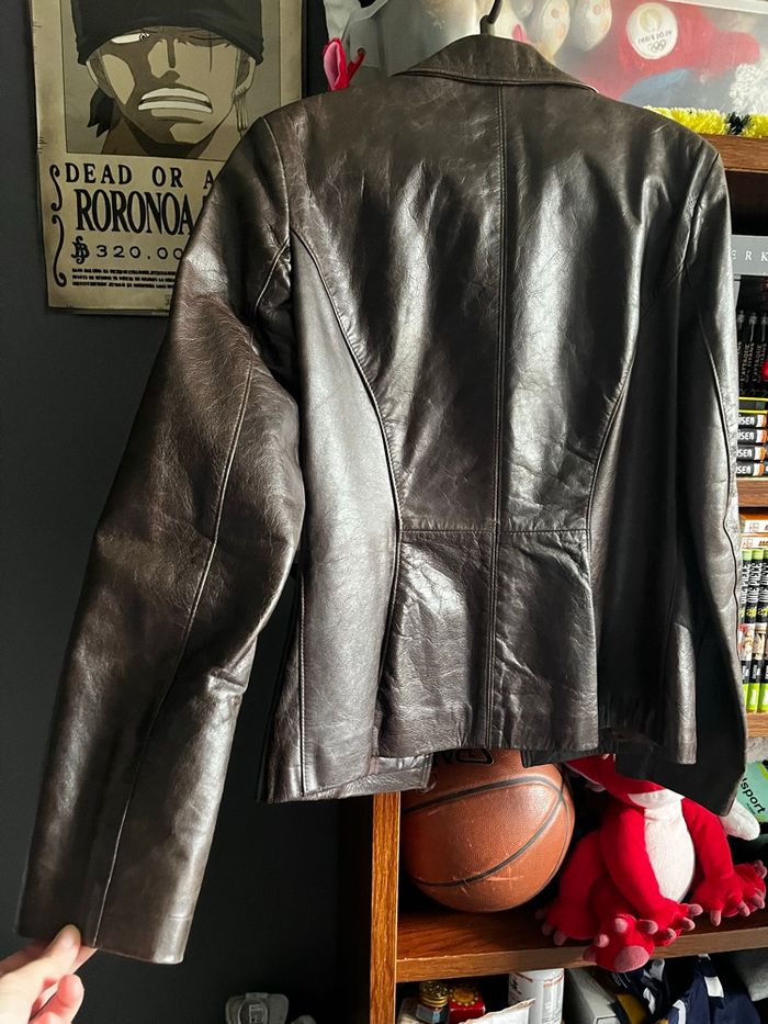 Veste courte cuir marron - photo numéro 2