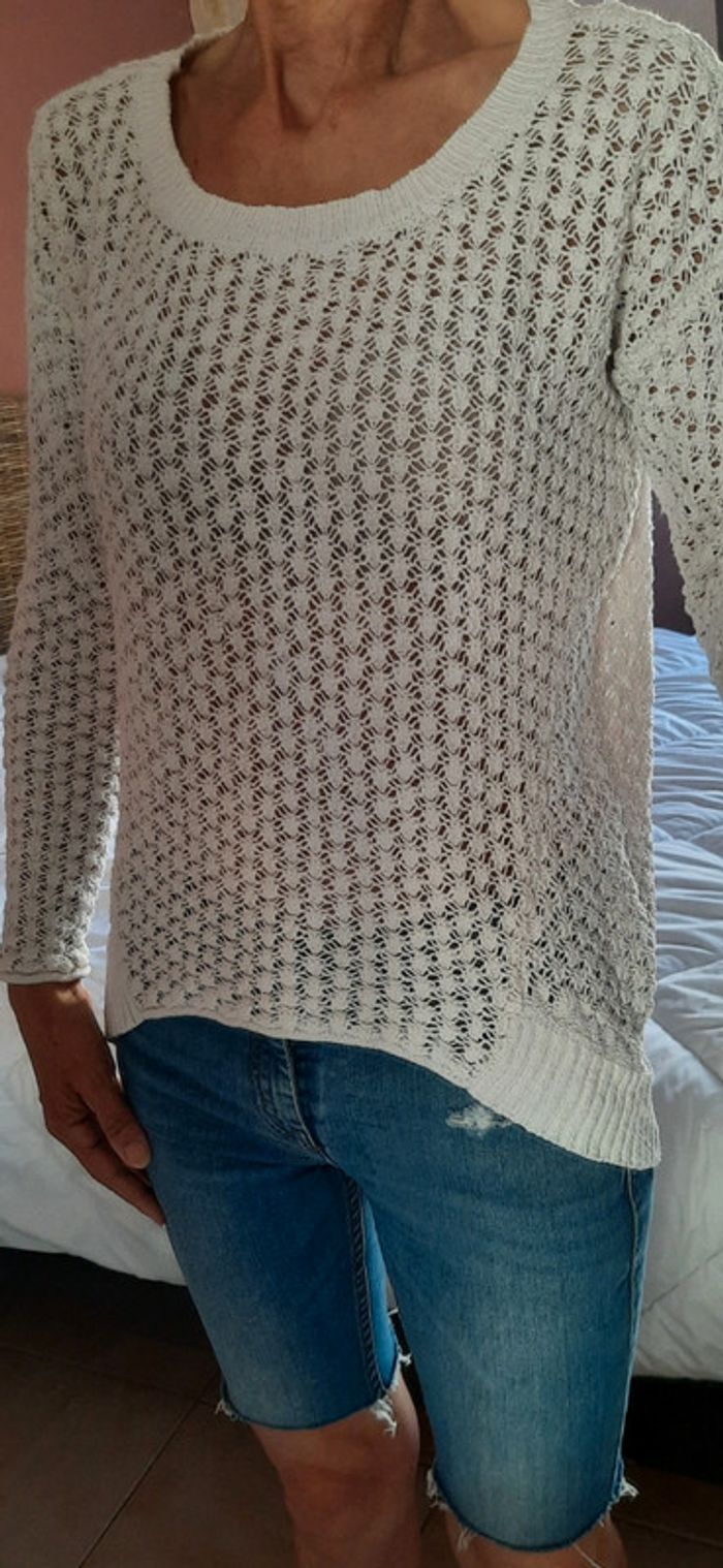 Pull-over ajouré blanc taille S - photo numéro 3