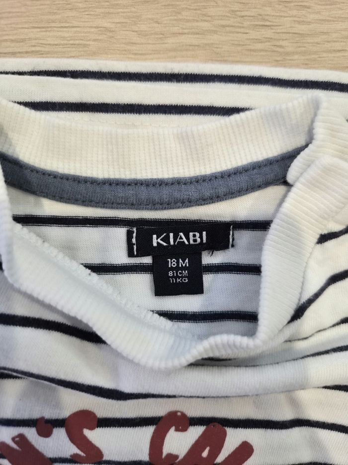 Tee-shirt manches longues marinière, Kiabi, 18 mois - photo numéro 3