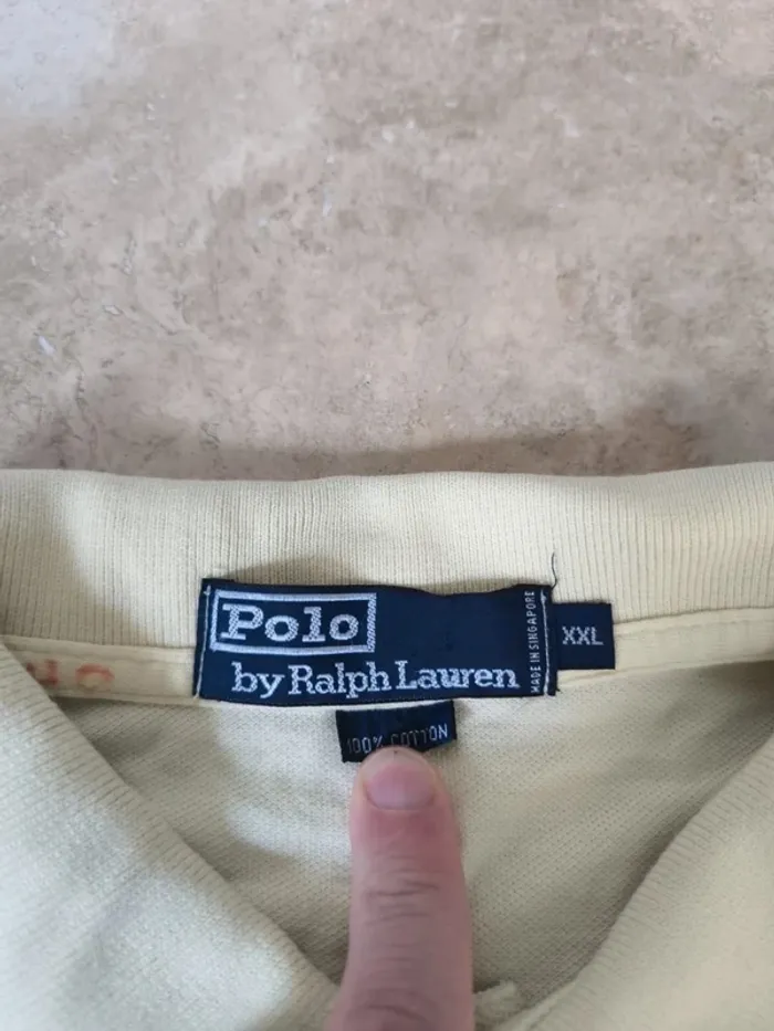 Polo Ralph Lauren homme XXL jaune pâle logo marine - photo numéro 5