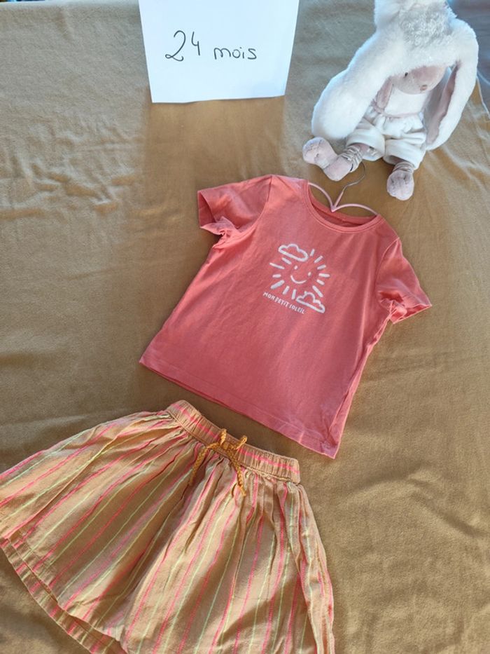 Ensemble 2 pièces T-shirt jupe 24 mois - photo numéro 2