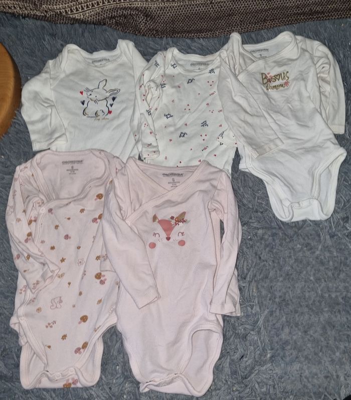 Lot 5 bodies manches longues 6mois