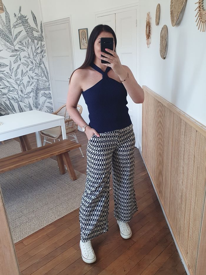 Pantalon fluide Lanzarote marine/blanc Taille L - photo numéro 2