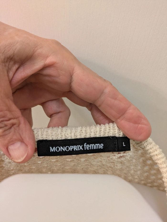 Pull ajouré sans manche beige Monoprix L - photo numéro 8
