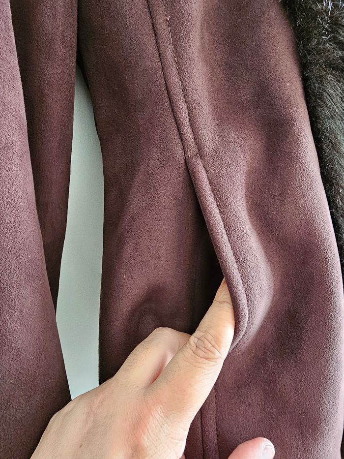 Manteau à capuche fausse fourrure aspect suédine Maison 123 Taille 36 - photo numéro 4