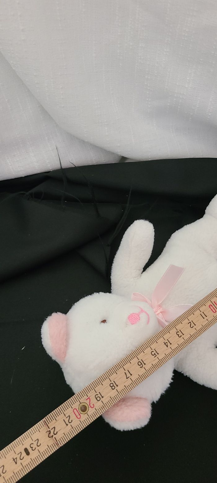 doudou chat , ours blanc oreilles rose - photo numéro 2