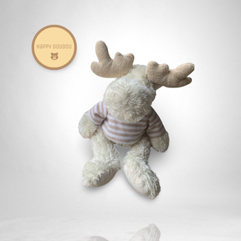 Peluche Renne Elan Blanc pull rayures A891