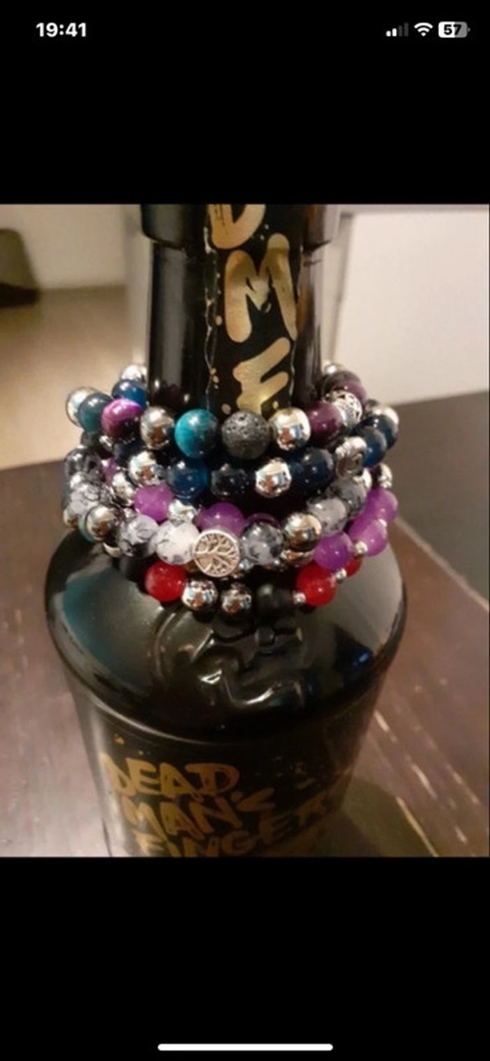 Bracelet œil de tigre marron et bleu - photo numéro 3