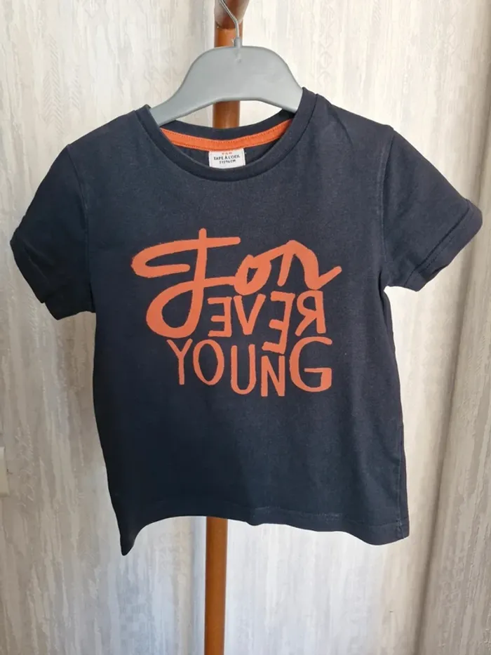 T-shirt manches courtes garçon 3 ans Tape a l'oeil noir orange