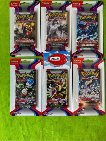 Lot de Blisters Pokémon: 3 Blisters Écarlate et Violet EV01 et 3 Blisters EV02 Évolutions à Paldéa Neuf et Scellé