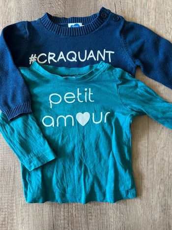 Lot 2 t-shirt manches longues 9 mois