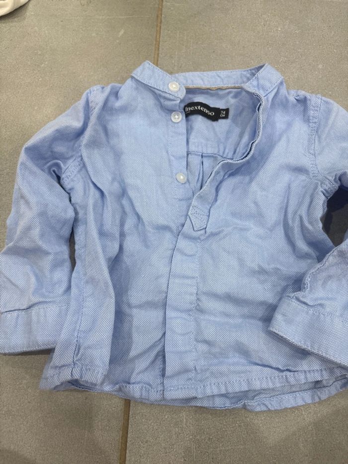 Chemise bleu col Mao - photo numéro 3