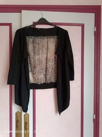 Veste- Gilet noir Bréal T.40 dos panthère zèbre