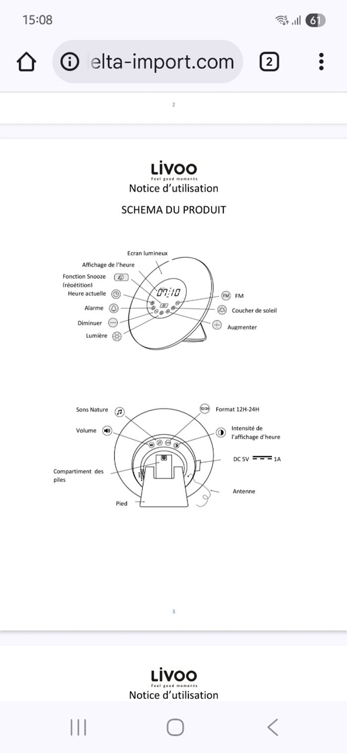 Réveil  lumière musique  Rohs - photo numéro 5