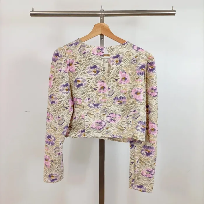 Top court à manches longues H&M – imprimé fleuri – Taille L A685 - photo numéro 4