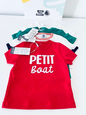 Lot de 4 tee-shirt Petit Bateau, taille 12 mois
