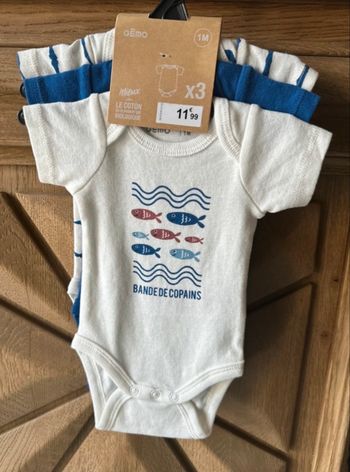 Lot de 3 bodies - Gemo - 1 mois