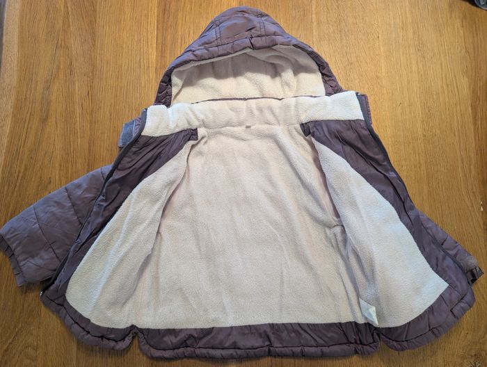Manteau doudoune chaude mauve fille 3 ans - photo numéro 2