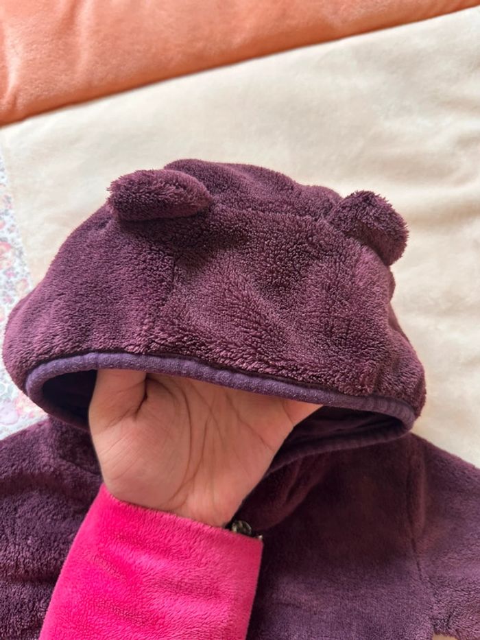 Gilet à capuche avec oreilles violet 6 mois - photo numéro 4