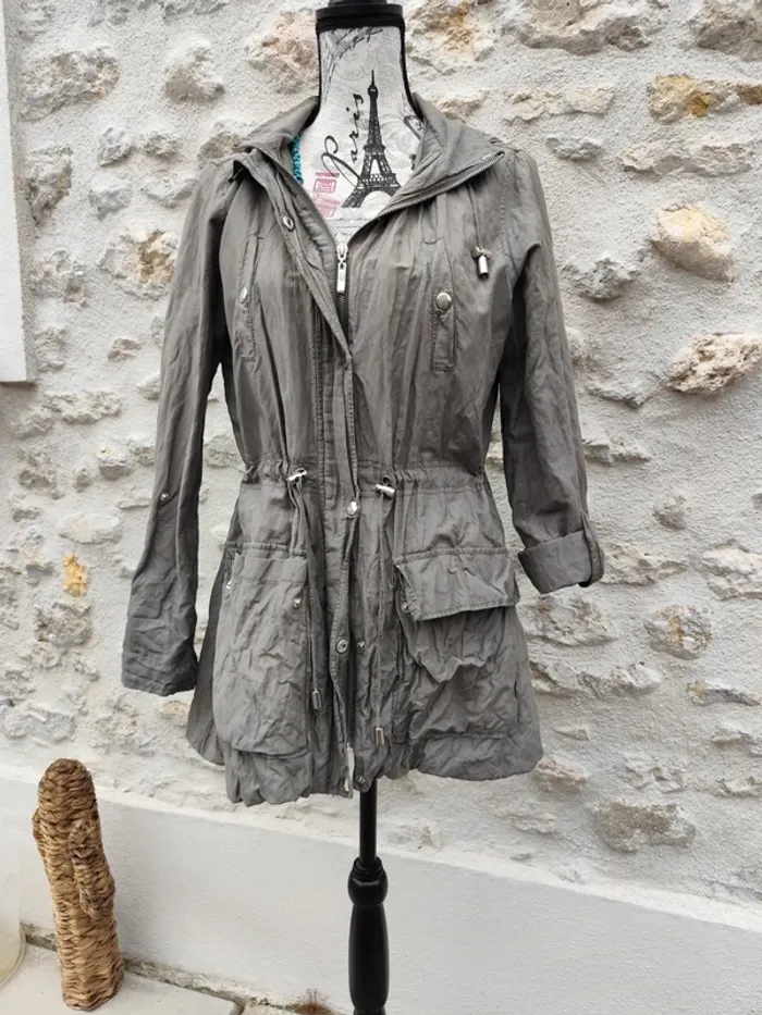 Veste légère à capuche femme cache cache couleur gris