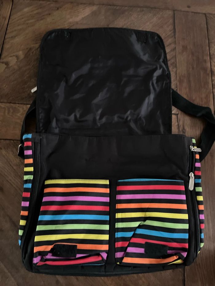 Sac cartable rayures multicolores - photo numéro 2