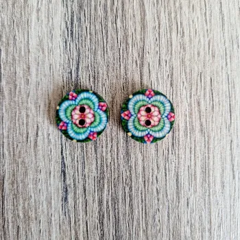 Lot de 2 boutons en bois vintage