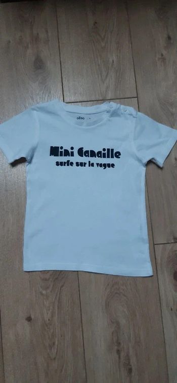 Tee-shirt MC gémo blanc "mini canaille" 4 ans état neuf
