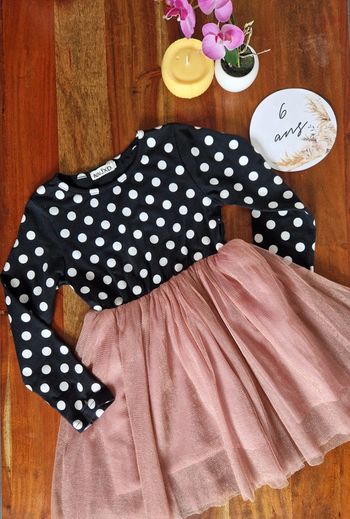 Robe à pois et tulle pailleté 8 ans