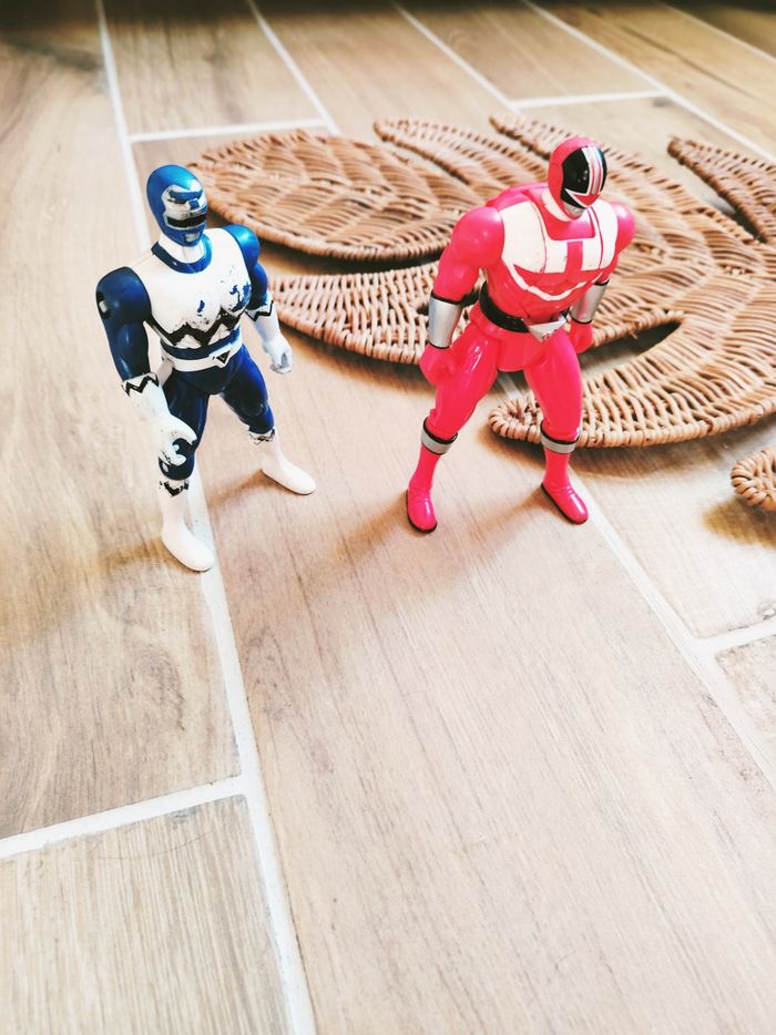 🙅 Power rangers lot de figurines Time force rouge et Lost galaxy bleu marque bandai - photo numéro 6