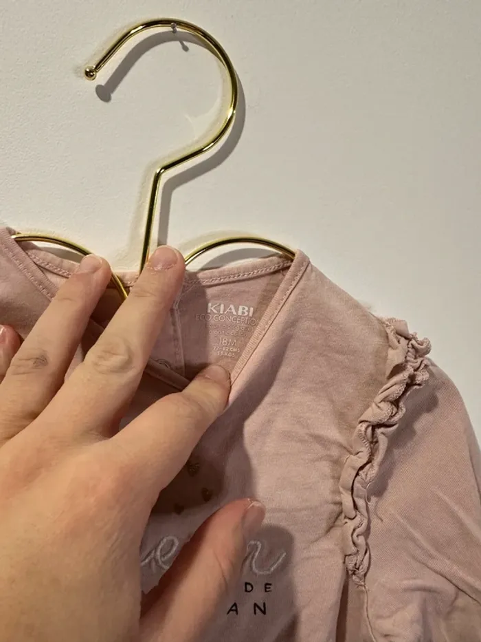 Tee shirt manches longue rose pale kiabi 18 mois mini bonheur de maman - photo numéro 2