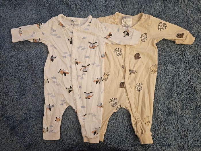 2 Grenouillères bébé garçon 1-2 mois/ 56cm