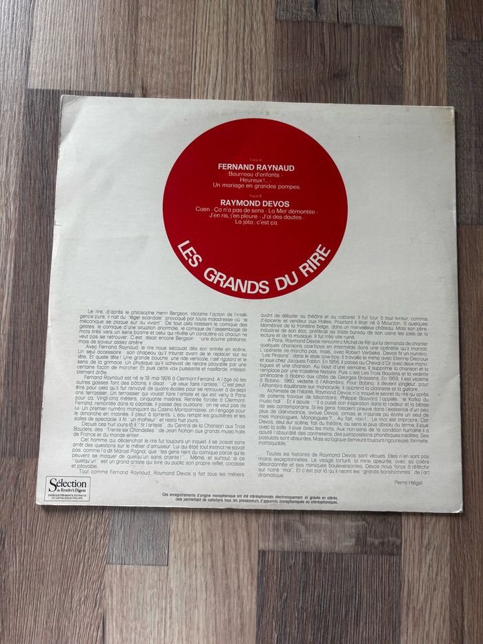 Vinyle 33 tours Les grands du rire Fernand Raynaud et Raymond Devos - photo numéro 2