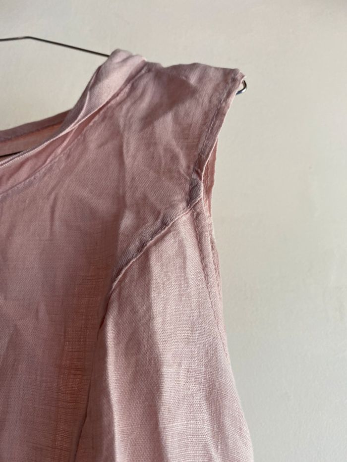325 - blouse bi-matière rose sans manches - photo numéro 5