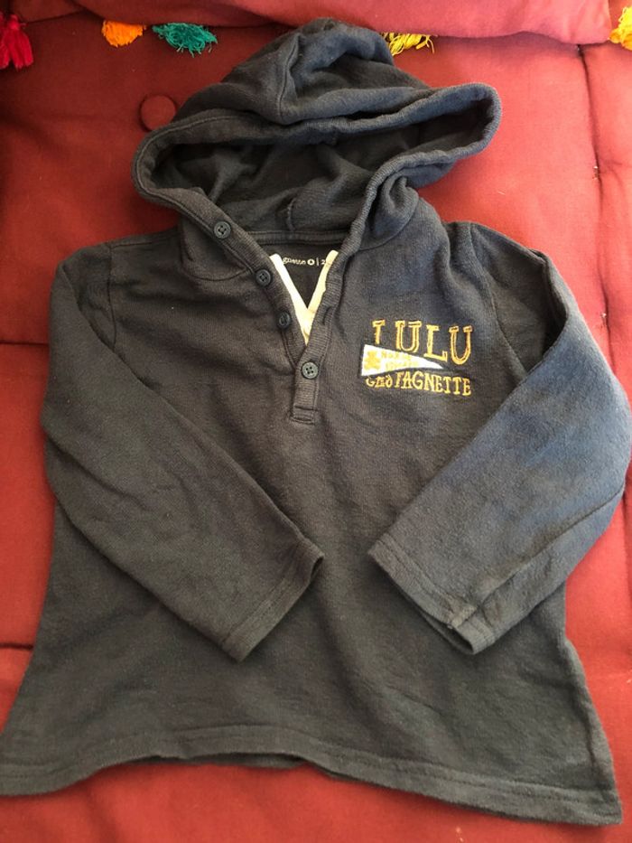 Pull fin à capuche Lulu Castagnette 24 mois