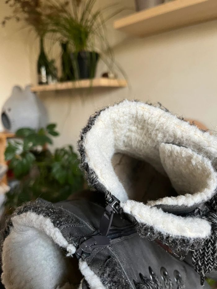 Bottines à talons chaude doublé à lacets - gris, blanc et noir - photo numéro 17