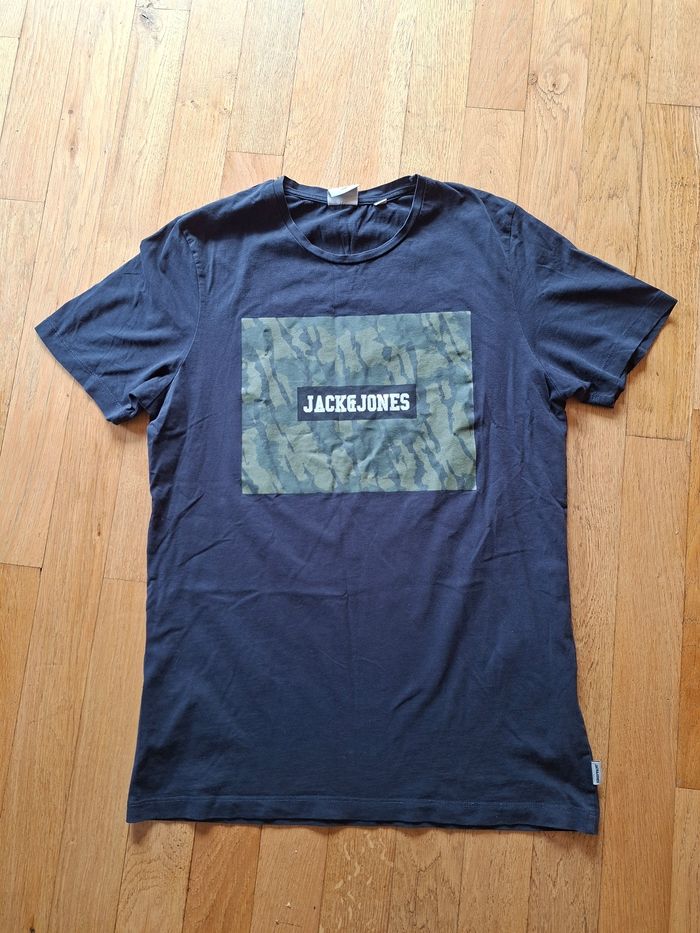 Tee-shirt manches courtes bleu marine taille L Jack & Jones - photo numéro 2