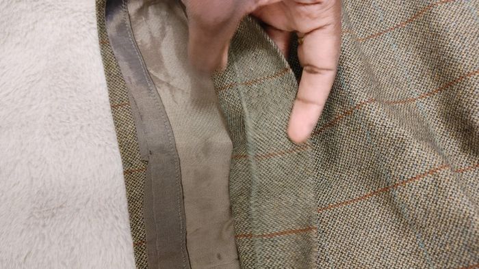 Belle jupe vintage épaisse carreaux vert brun zip invisible doublé tissu irisé - photo numéro 4
