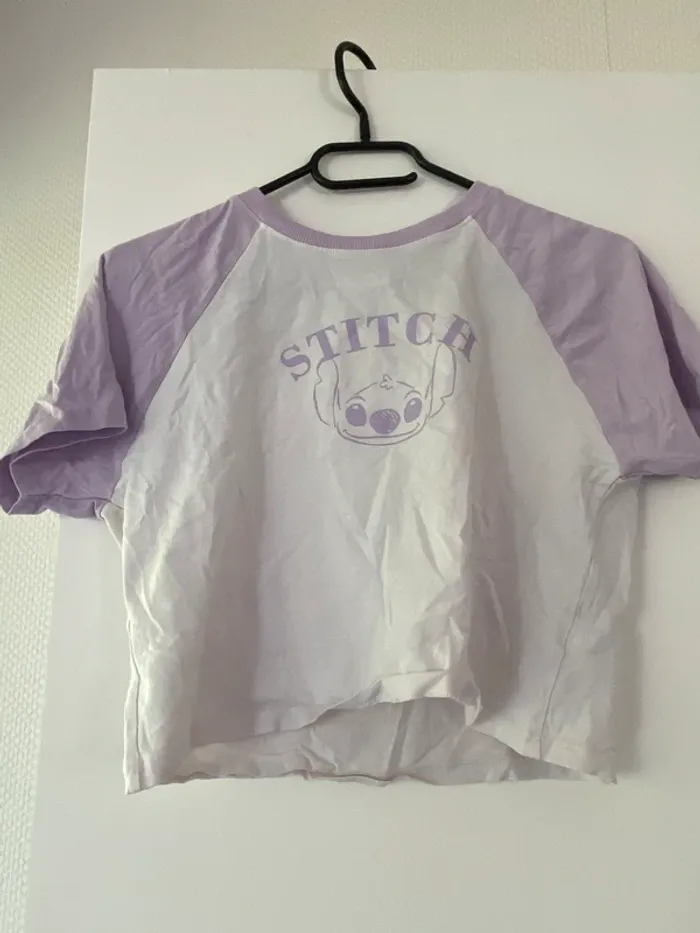 Ensemble stitch cycliste + teeshirt lila - photo numéro 2