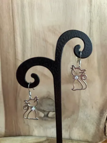 Boucles d'oreilles chat en argent