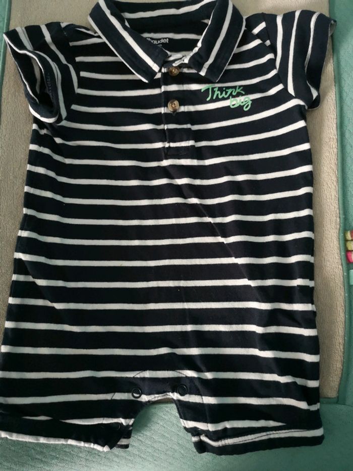 Combi short rayé marin 6mois