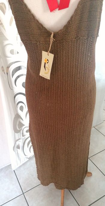 Robe été longue dos échancré plage 100 %Coton T. 42. Neuve. 