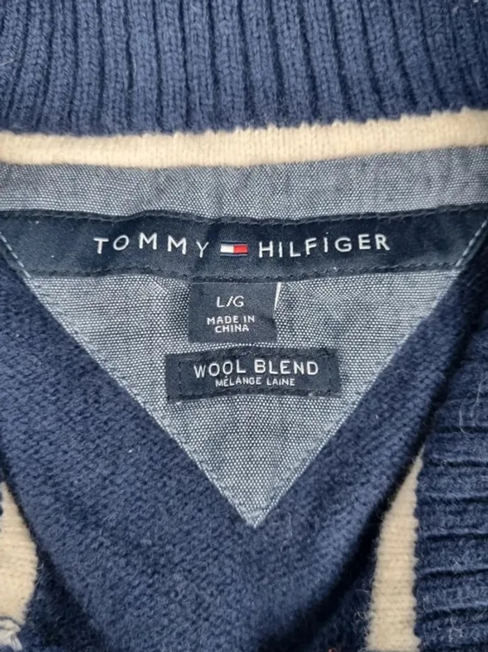 Pull 1/4 boutons Tommy Hilfiger bleu – Taille L Homme (mesures en photos) - photo numéro 5