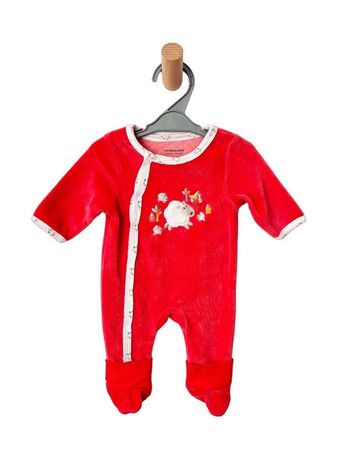 Pyjama en velours rouge motif mouton - Vertbaudet 1 mois (54cm)