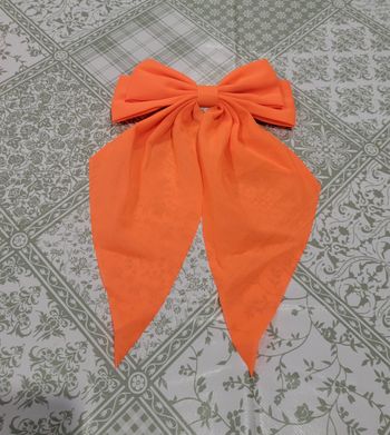 BARETTE CHEVEUX NOEUD ORANGE FLUO ! NEUF !
