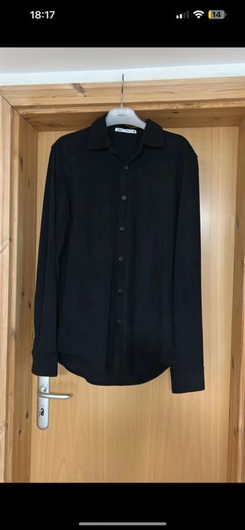 Chemise noir homme daim