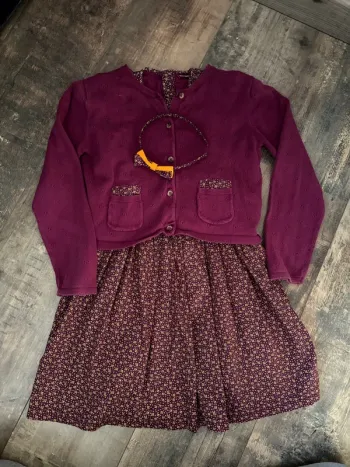 Ensemble robe doublée + gilet + serre tête