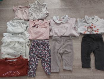 Lot 3 ensemble fille /6 hauts 3mois