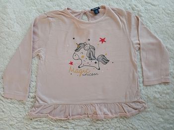 Tee-shirt manches longues fille licorne taille 18 mois