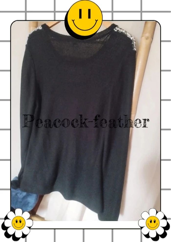 Pull noir gris T5 femme - photo numéro 5