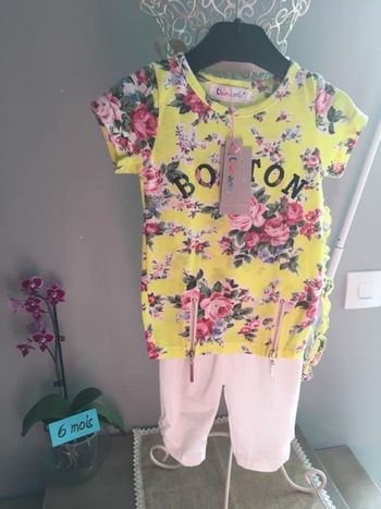 Ensemble Robe bébé + legging+ bandeau fille 6 mois Chicaprie